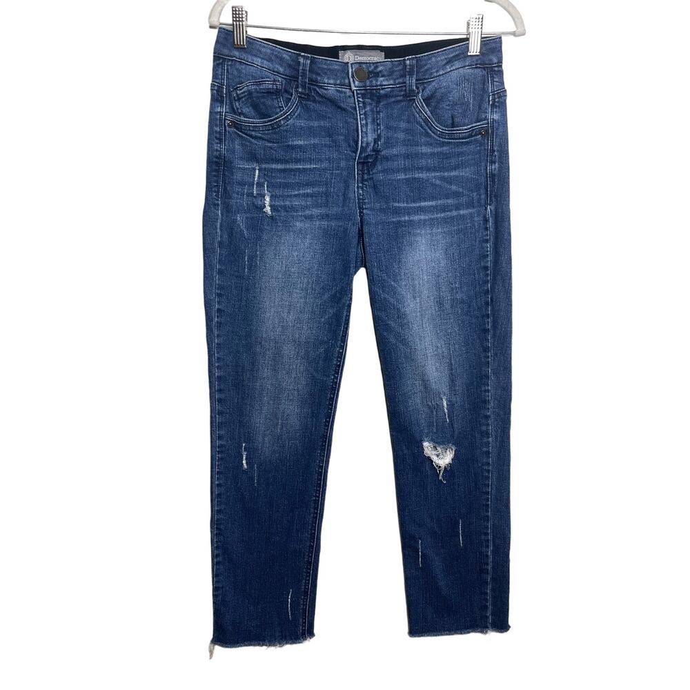 Democracy Jeans Women's 6 Raw Hem Straight Distressed
